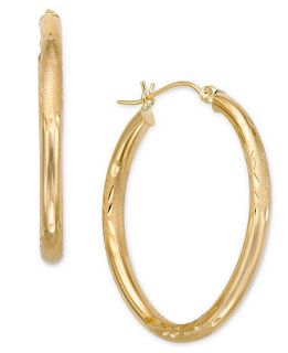 10k Gold Oval Hoop Earrings   Earrings   Jewelry & Watches