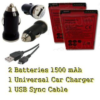 HTC EVO 4G 2X Battery + Universal Car Auto Charger + USB Sync Cable Cell Phones & Accessories
