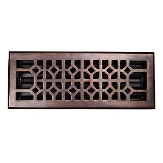 The Copper Factory CF141AN Solid Cast Copper Decorative 4 Inch by 12 Inch Floor Register with Damper, Antique Copper   Shelving Hardware  
