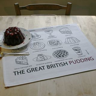'the great british pudding' tea towel by edith & bob