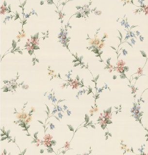 Brewster 137 38536 Kitchen Bath Bed Resource III Floral Ribbon Wallpaper, 20.5 Inch by 396 Inch, Pastel   Floral Bed Sheets  