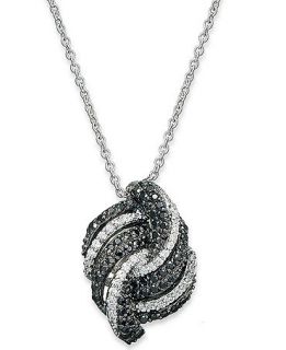 Wrapped in Love� Sterling Silver Necklace, Black and White Diamond Pendant (3/4 ct. t.w.)   Necklaces   Jewelry & Watches