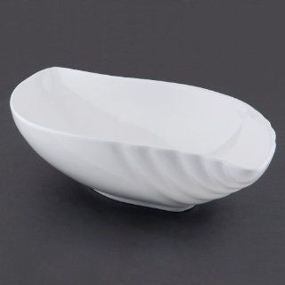 Tablecraft PB138 Glacier Porcelain Seashell Oval Bowl 13" x 8" x 3"   Serving Bowls