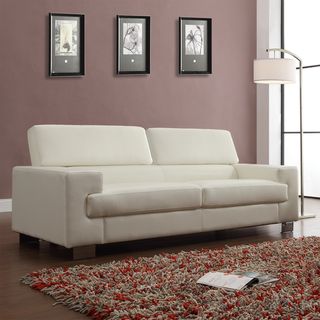 'Scarlett' White Bonded Leather Sofa Sofas & Loveseats