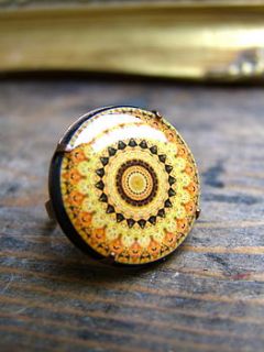 mustard kaleidoscope cocktail ring by home & glory