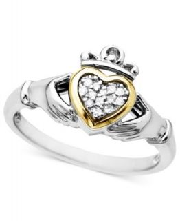 Diamond Ring, Sterling Silver Diamond Claddagh Ring (1/10 ct. t.w.)   Rings   Jewelry & Watches