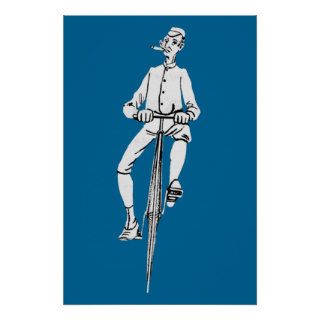 Vintage Bicycle Guy Smoking Cigar Graphic Funny Poster