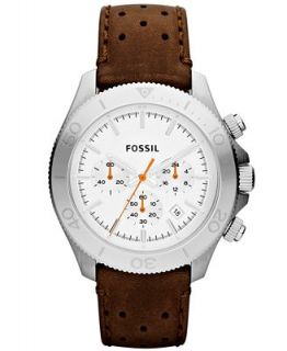 Fossil Mens Chronograph Retro Traveler Brown Perforated Leather Strap Watch 45mm CH2860   Watches   Jewelry & Watches