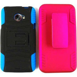 For Htc Evo 4g Lte I01 Blue Black Pink Armor Hybrid Hard Soft Case + Dual Stand Accessories Cell Phones & Accessories