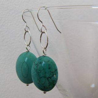 turquoise and silver earrings by gracie collins