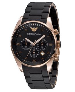 Emporio Armani Watch, Mens Chronograph Black Silicone and Stainless Steel Bracelet AR5905   Watches   Jewelry & Watches