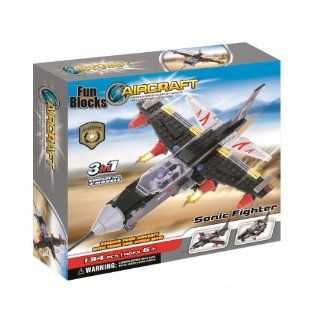 Fun Blocks (Compatible with Lego) Military Sonic Fighter Jet 3 in 1 Brick Set (134 Pieces) Toys & Games