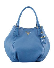Prada Daino Shoulder Tote Bag, Blue (Cobalto)