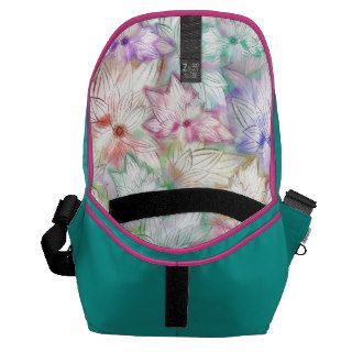 Whimsical Girly Pastel Watercolor Flowers Pattern Courier Bags