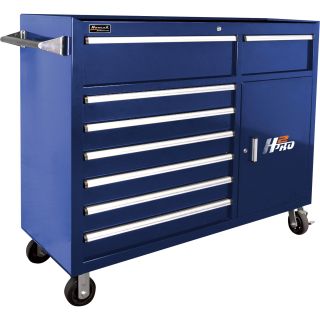 Homak H2PRO 56in. 8-Drawer Roller Tool Cabinet with 2 Compartment Drawers — Blue, 56 1/4in.W x 22 7/8in.D x 45 3/4in.H, Model# BL04056082  Tool Chests