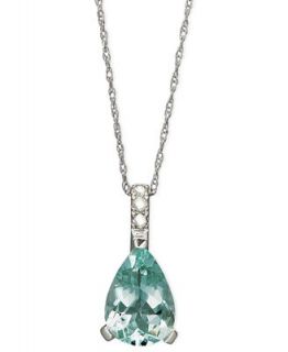 14k White Gold Necklace, Aquamarine (1 3/4 ct. t.w.) and Diamond Accent Pear Drop Pendant   Necklaces   Jewelry & Watches