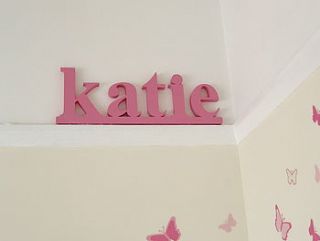 personalised wooden word by the cotton tree