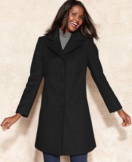 Larry Levine Wool Blend Classic Walker Coat   Coats   Women