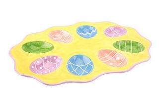 hand painted egg storage plate by the contemporary home