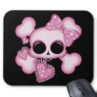 Cute Pink Skull Mouse Pads