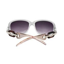 Square Fashion Sunglasses Silver Clear 2tone Frame Purple Black Lenses for Women Fashion Sunglasses