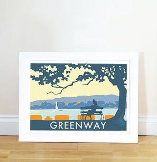 vintage style poster of greenway lady devon by becky bettesworth