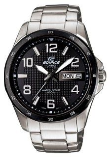 Casio Men's Edifice Black Dial White Hands Day Date Stainless Steel Watch Ef132d 1a7 Watches