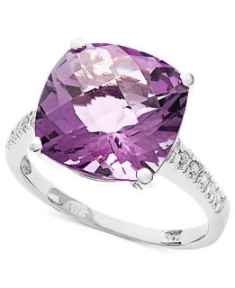 14k White Gold Ring, Pink Amethyst (6 ct. t.w.) and Diamond Accent   Rings   Jewelry & Watches