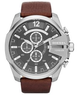 Diesel Watch, Mens Chronograph Brown Leather Strap 51mm DZ4290   Watches   Jewelry & Watches