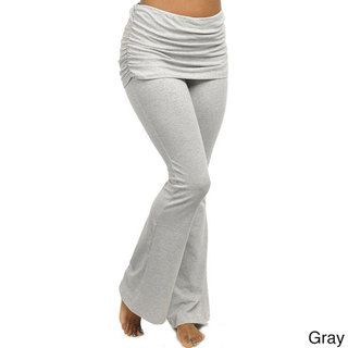 Stanzino Women's Ultra Stretch Folded Waist Flared Active Pants Lounge Pants