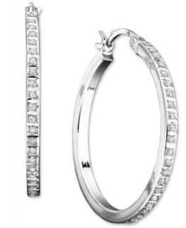Sterling Silver Earrings, Diamond Accent Pear Shaped Hoop Earrings   Earrings   Jewelry & Watches