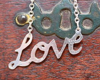handmade personalised silver word necklace by jemima lumley jewellery
