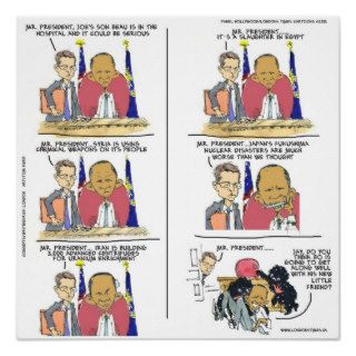 Funny Obama & Bo Editorial Cartoon Poster Print