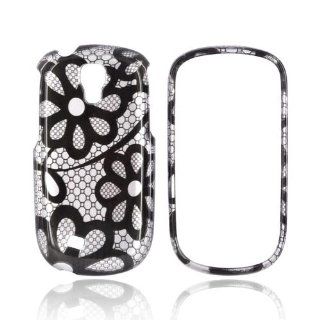 Black Lace Flowers on Silver Hard Plastic Case For Samsung Gravity Smart Cell Phones & Accessories