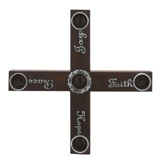 Cathedral Art AD131 Diameter Joy Faith Hope Peace Wood Cross Advent Candleholder Wreath, 8 Inch   Candleholders