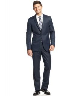 Perry Ellis Blue Pindot Vested Suit Slim Fit   Suits & Suit Separates   Men