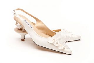 pearl & satin trim wedding shoes by mandarina shoes