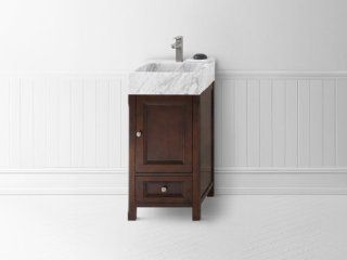 RonBow 051618 F07 Vintage Walnut Neo Classic Juliet 18" Wood Vanity Cabinet with Single Wood Door and Bottom Drawer 051618   Bathroom Vanities