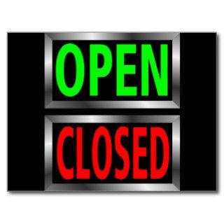 Open Closed Signs Vector Clipart Post Card