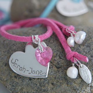 personalised silver heart suede necklace by dizzy