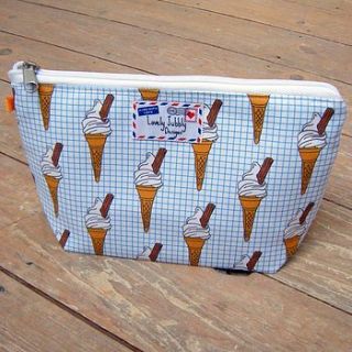 ice cream on graph cosmetic toiletry wash bag by lovely jubbly
