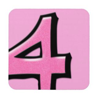 Silly Number 4 pink Cork Coasters