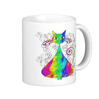 Trippy Psychedelic Cat Coffee Mugs