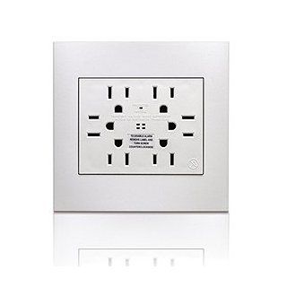 Leviton ACSR6 W Acenti Sixplex Surge Suppressor Receptacle, 2 Gang with 6" Leads. 15A 125VAC, Nema 5 15R with Alarm and LED Indicator   Alabaster   Electrical Outlets  