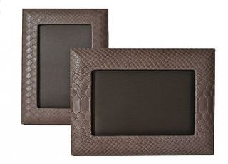 taupe embossed leather photo frame by anna bilton