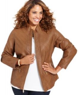 Jessica Simpson Plus Size Faux Leather Quilted Jacket   Jackets & Blazers   Women