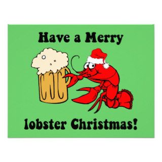 Merry lobster Christmas Custom Invitations