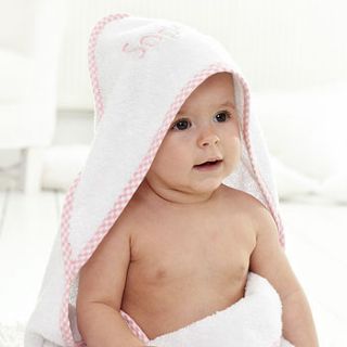 personalised pink luxury hooded towel by my 1st years
