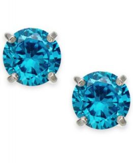 B. Brilliant Aqua Cubic Zirconia Round Stud Earrings in Sterling Silver (4 ct. t.w.)   Earrings   Jewelry & Watches