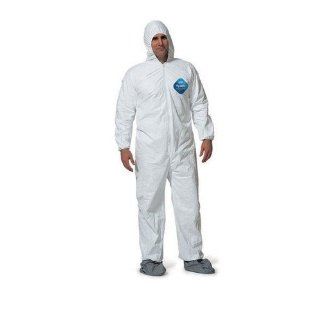 DuPont TY122S Disposable Elastic Wrist, Bootie & Hood White Tyvek Coverall Suit 1414, Size Medium, Sold by the Each Painting Coveralls